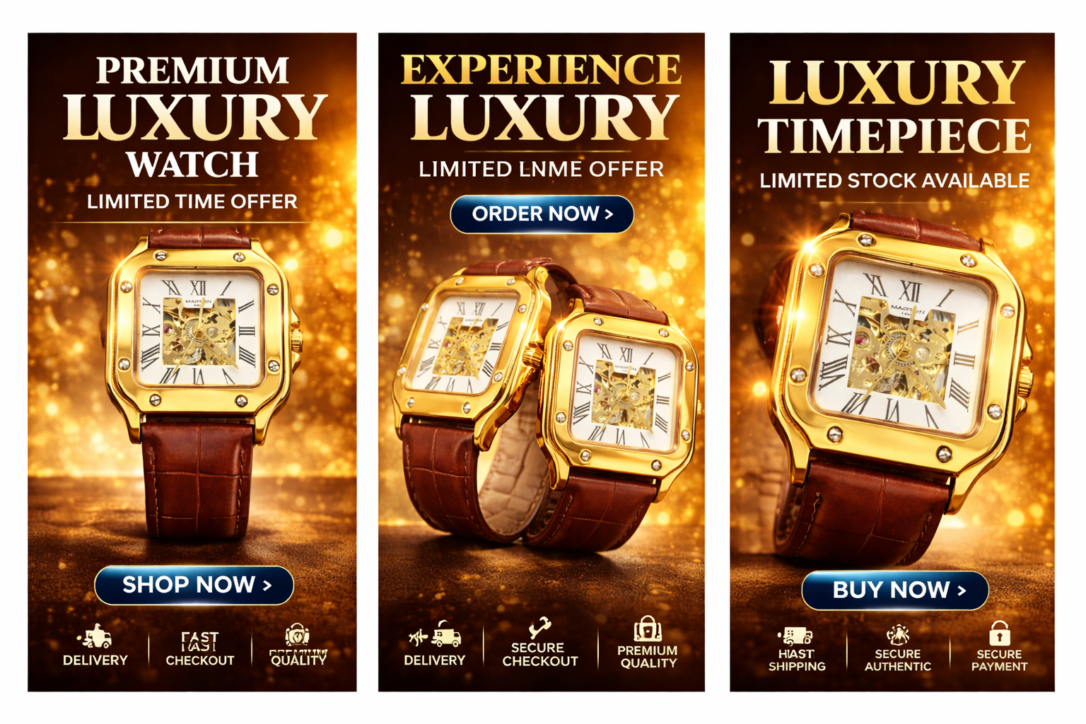 Luxury Gold Skeleton watch