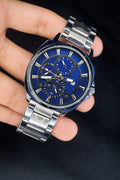 Stainless Steel Blue‑Dial Executive Watch