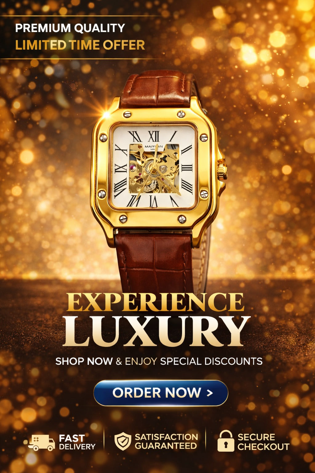 Luxury Gold Skeleton watch